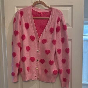 Lilly Pulitzer Pink Heart Cardigan